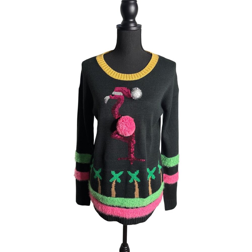 Derek Heart Women's Christmas Flamingo Sweater M